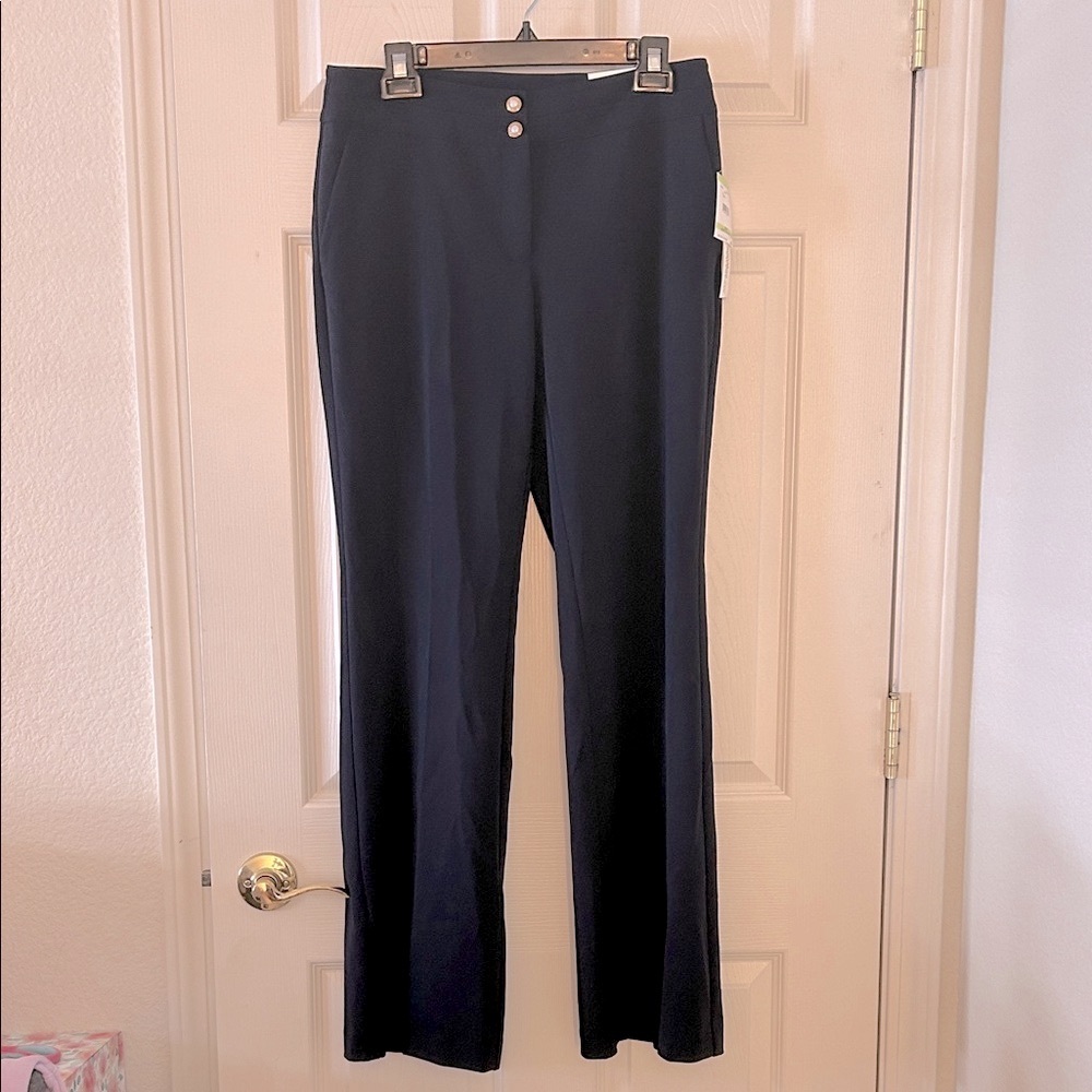 Anne Klein Black Zip-Front Dress Pants